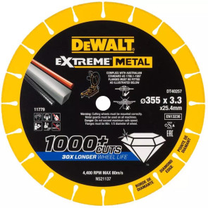 Диск алмазний по металу DeWALT, d = 355 мм, товщина 3.3 мм, діаметр посадкового отвору 25.4 мм №1