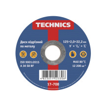 Диск отрезной по металлу, 125х2х22 Technics | 17-707