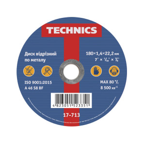 Диск отрезной по металлу, 180х1,4х22 Technics | 17-713 №1