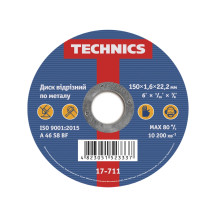 Диск відрізний по металу, 150х1,6х22 Technics | 17-711