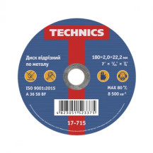 Диск отрезной по металлу, 180х2х22 Technics | 17-715