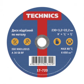 Диск відрізний по металу, 230х3,2х22 Technics | 17-720 №1