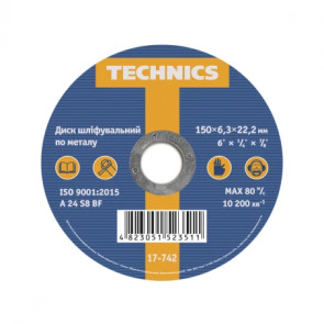 Диск шлифовальный по металлу, 150х6,3х22 Technics | 17-742 №1