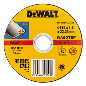 Круг відрізний DeWALT INOX, нержавіюча сталь/листовий метал, 125х1.2х22.23 мм №1