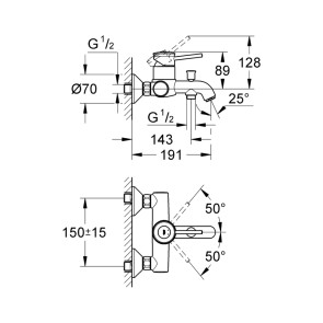 Смеситель для ванны Grohe BauClassic 32865000 №2