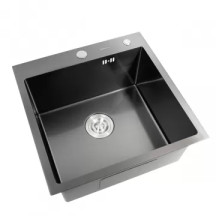 Кухонная мойка Platinum Handmade PVD черная 500х500х220 (3,0/1,5 мм корзина и дозатор в комплекте)