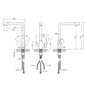 Смеситель для кухни с подключением к фильтру Kroner KRP Edelstahl Kubus-SCH03810 №9