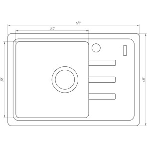 Гранітна мийка Globus Lux MONO слонова кiстка 620х435 №3