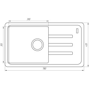 Гранитная мойка Globus Lux LUGANO белый 780х435мм-А0007 №6