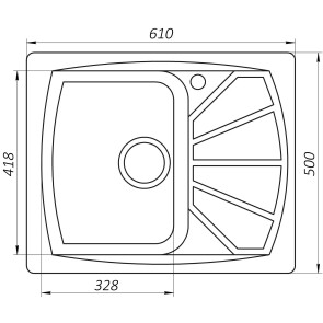 Гранитная мойка Globus Lux TANA графит 650х500мм-А0001 №5