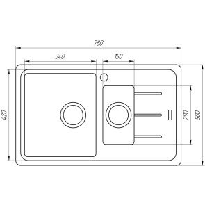 Гранітна мийка Globus Lux IZEO мокко 780х500мм №6