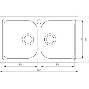 Гранитная мойка Globus Lux MALAREN мокко 860х500мм №5