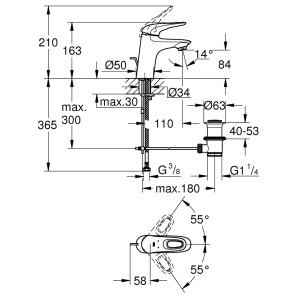 Змішувач для раковини Grohe Eurostyle 33558003 №2