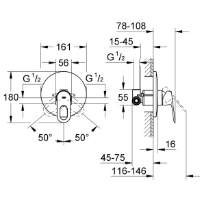 Смеситель скрытого монтажа для душа Grohe BauLoop 29080000 №2