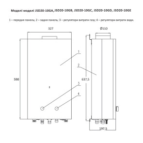 Колонка газовая дымоходная Thermo Alliance JSD20-10GC 10 л стеклянная панель с рисунком горы №2