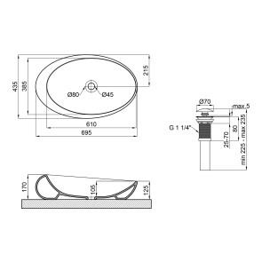 Раковина-чаша Qtap Leo 690x435x180 White з донним клапаном QT11111094W №2