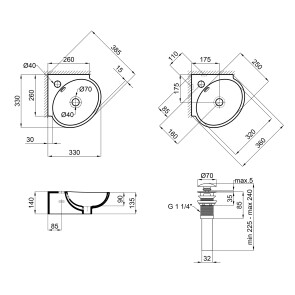 Раковина Qtap Leo 390x365x130 White з донним клапаном QT11115010W №2