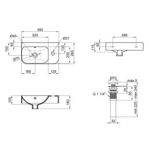 Раковина Qtap Tern 450х260х155 White с донным клапаном QT17115117RW №2