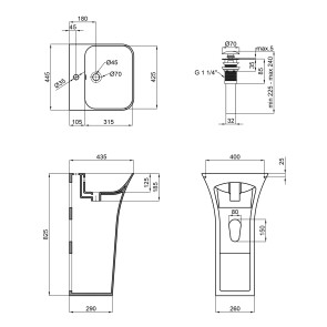 Раковина напольная моноблок Qtap Crow 450x435x835 White с донным клапаном QT0511G315W №2