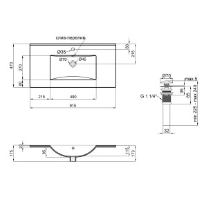 Раковина Qtap Albatross New 910x470x180 White с донным клапаном QT0111750690W №2