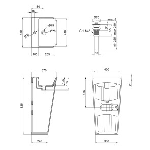 Раковина для підлоги моноблок Qtap Tern 440х380х830mm White з донним клапаном QT1711G302W №2