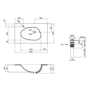 Раковина Qtap Virgo 800х480х167 White з донным клапаном QT1811FL8128BLW №2