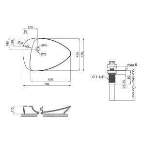 Раковина-чаша Qtap Leo 695х460х115 White з донним клапаном QT1111A089TW №2