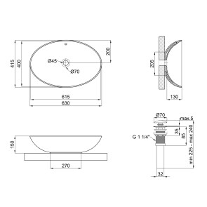 Раковина-чаша Qtap Dove 625х415х150 Matt black с донным клапаном QT063077MBMB №2