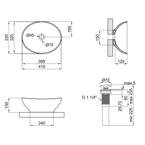 Раковина-чаша Qtap Dove 410х335х145 Matt black з донним клапаном QT063078MBMB №2