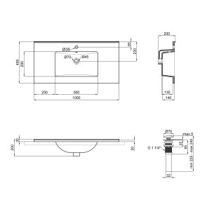 Раковина Qtap Albatross E49 1000х490х200 White з донним клапаном QT01119100E49W №2