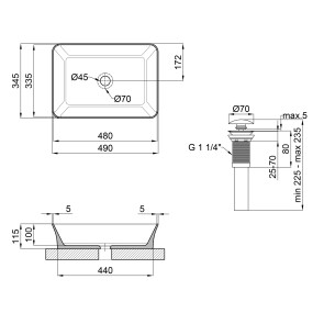 Раковина-чаша Qtap Virgo 490х350х110 White з донним клапаном QT18112261W №2