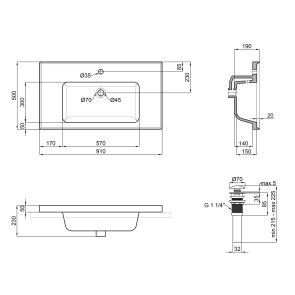 Раковина Qtap Albatross A 900х500х230 White с донным клапаном QT01115090AW №2