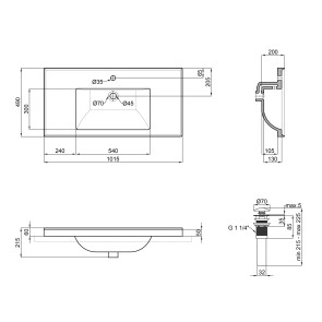 Раковина Qtap Albatross 5C 1000х480х210 White з донним клапаном QT01115100CW №2