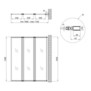 Штора на ванну Qtap Gemini WHI401114RP4 скло Pear 4 мм, 110x140 см №2