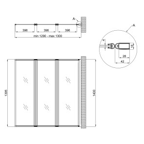 Штора на ванну Qtap Gemini WHI401314RP4 скло Pear 4 мм, 130x140 см №2