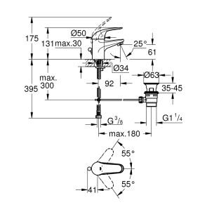 Змішувач для раковини Grohe Euroeco 23262000 №2