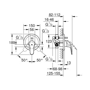 Смеситель скрытого монтажа для ванны Grohe Euroeco 32747000 №2