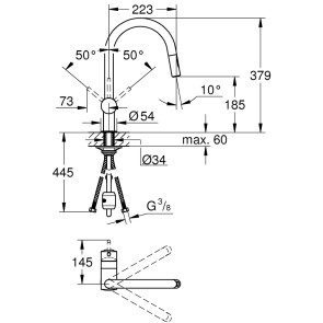 Змішувач для кухні з висувним виливом Grohe Minta 32321DC2 №2