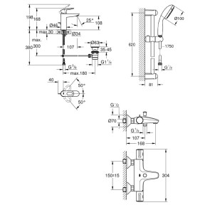 Набір змішувачів Grohe Grohtherm 800 + BauLoop 34550TM №2