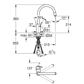 Смеситель для кухни с выдвижным изливом Grohe Concetto 32663DC3 №2