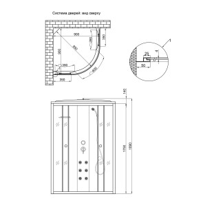 Гідромасажний бокс Lidz Tani SBM90x90.SAT.HIGH.FR, скло Frost 4 мм без піддона №2