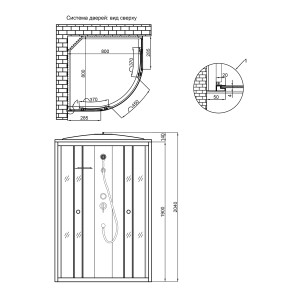 Душовий бокс Lidz Tani SB80x80.SAT.LOW.GR, скло тоноване 4 мм без піддона №2