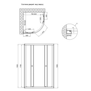 Душевая кабина Lidz Latwa SC80x80.SAT.LOW.GR, стекло тонированное 4 мм без поддона №2