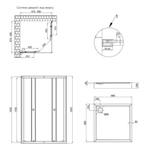 Набор Qtap душевая кабина Presto CRM1099SP5 Pear 1970x900x900 мм + поддон Tern 309912C 90x90x12 см с сифоном №2