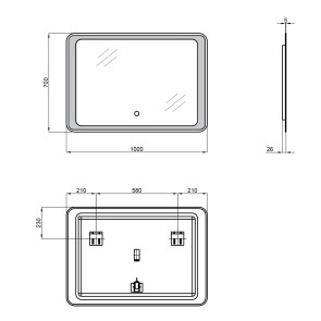 Дзеркало Qtap Leo 1000х700 з LED-підсвічуванням QT1178141870100W №2