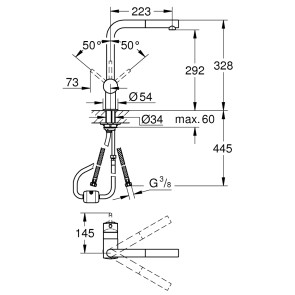 Смеситель для кухни с выдвижным изливом Grohe Minta 32168000 №2