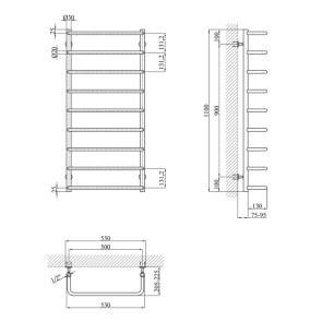 Полотенцесушитель водяной Kroner Скоба ДС13 1100х530/9 №5