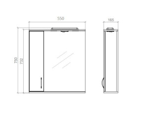 Шкаф зеркальный Pryama 75х55х17 Белый №2
