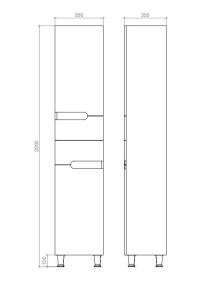 Пенал напольный VAN MEBLES Верона с 2-мя ящиками 35х35 см правосторонний серый №3