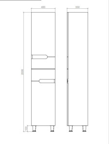 Пенал напольный VAN MEBLES Верона с 2-мя ящиками 40х35 см левосторонний серый №3